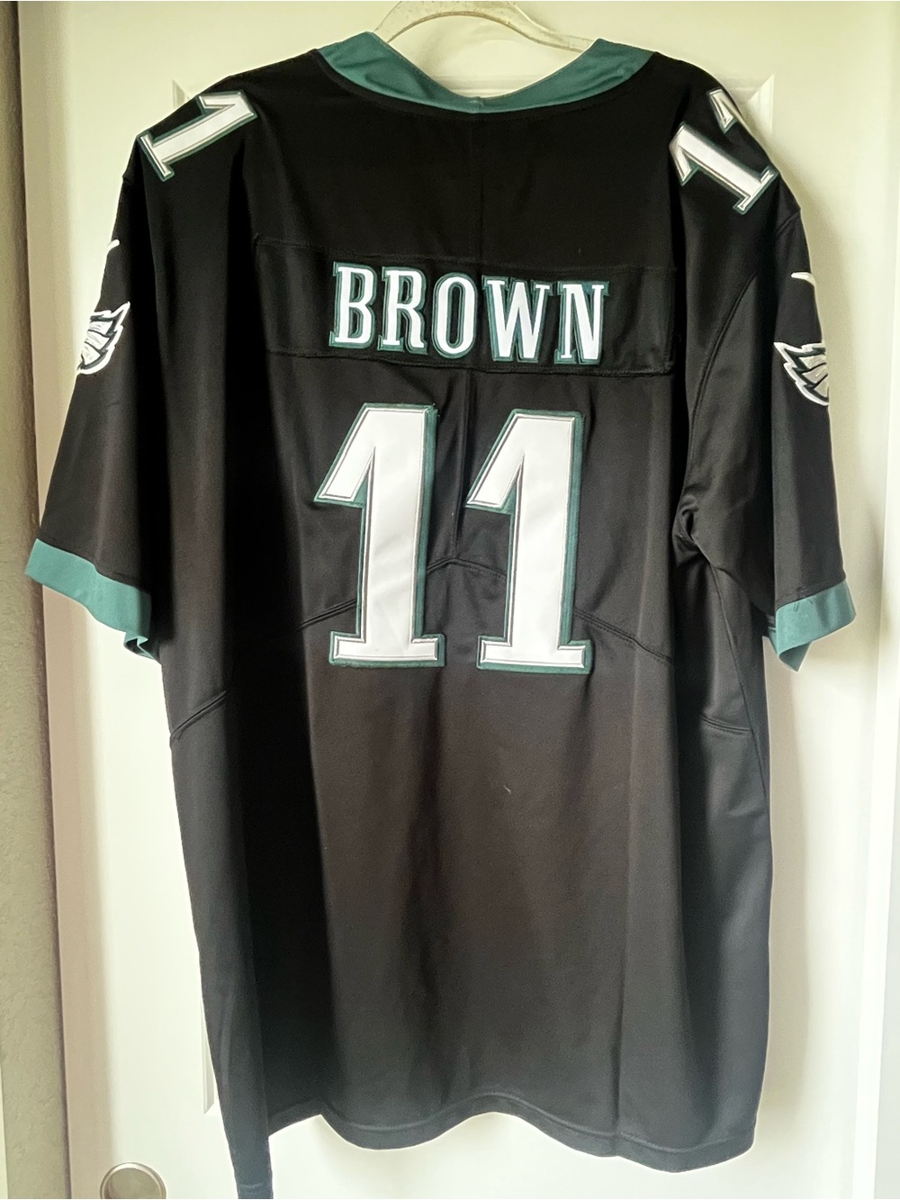 Philadelphia Eagles NFL Men's Black Jersey 'Brown' #11 with Teal Trim